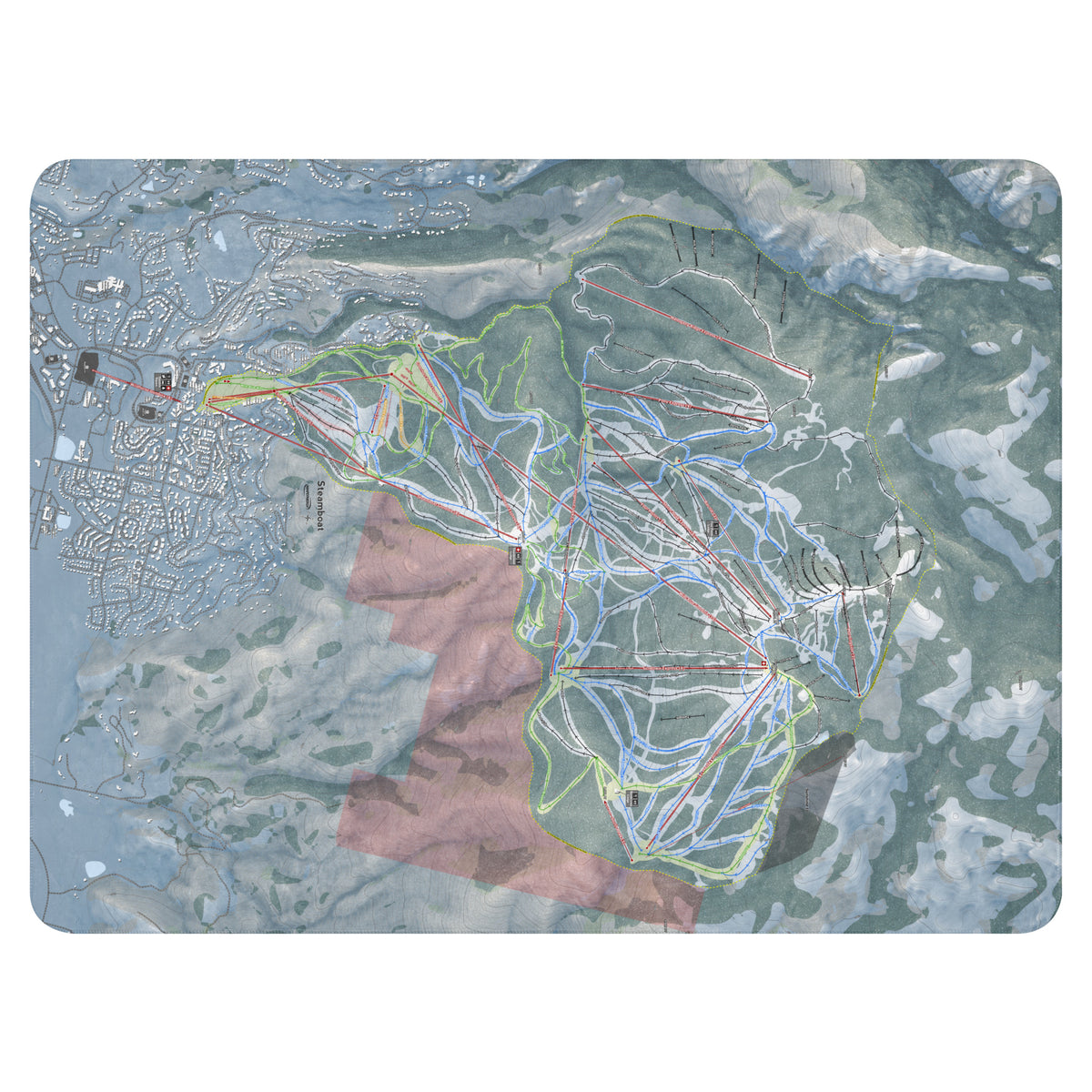 Steamboat, Colorado Ski Resort Map Blanket - Powderaddicts