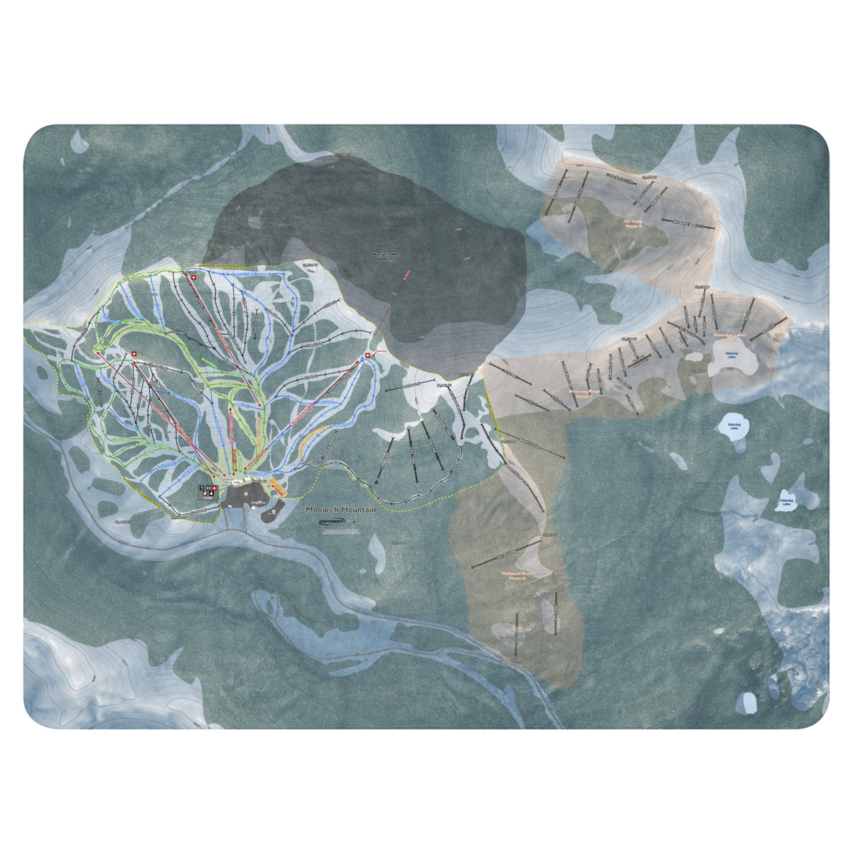 Monarch Mountain, Colorado Ski Resort Map Blanket - Powderaddicts
