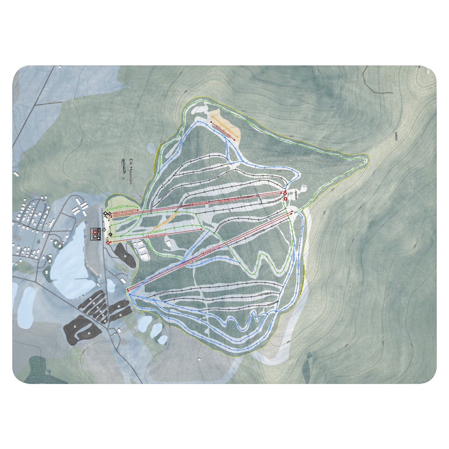 ELK MOUNTAIN, PENNSYLVANIA SKI RESORT MAP BLANKET - Powderaddicts
