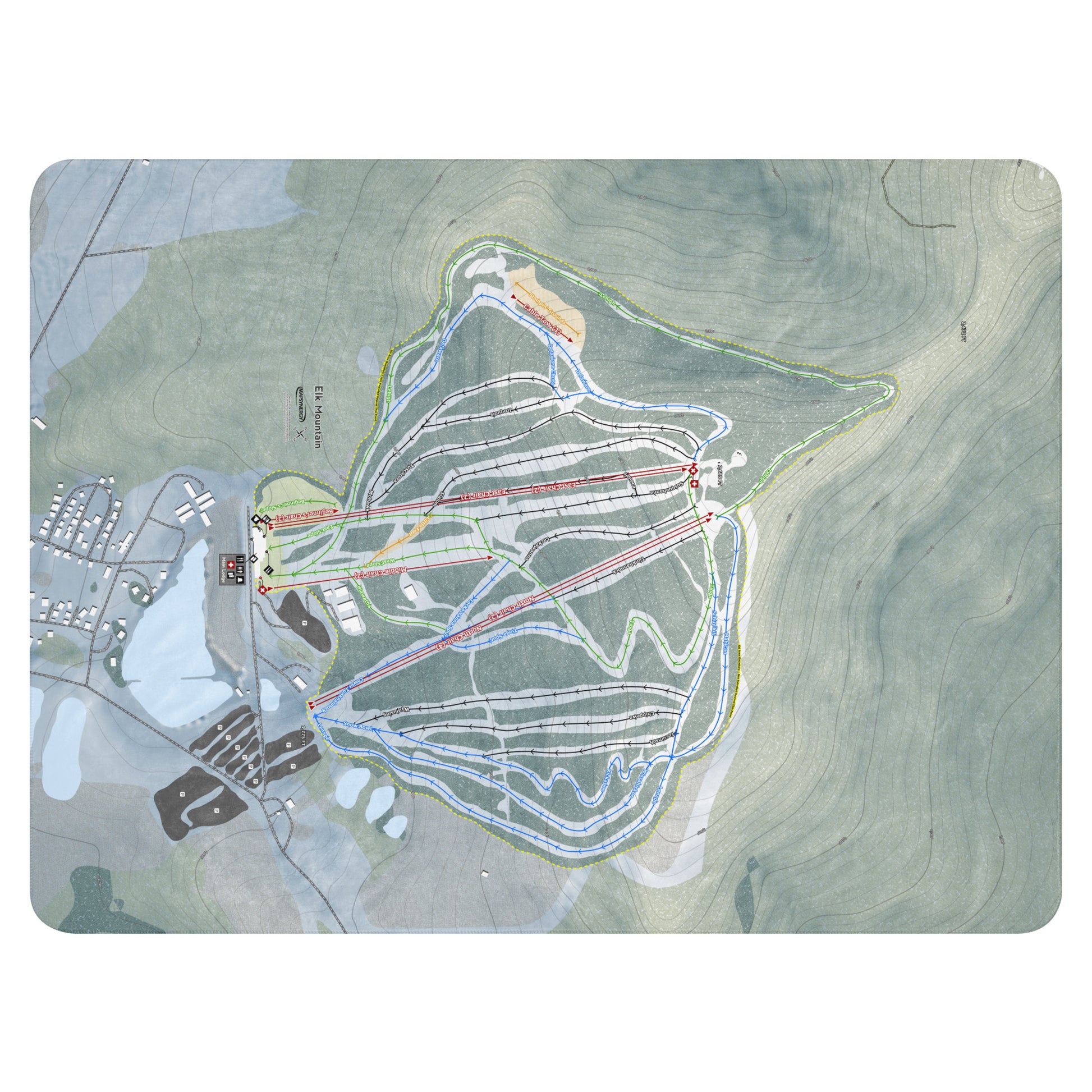 ELK MOUNTAIN, PENNSYLVANIA SKI RESORT MAP BLANKET - Powderaddicts