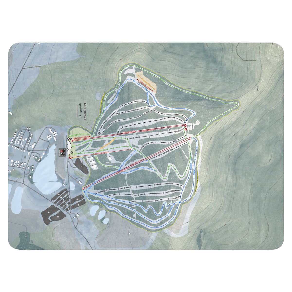 ELK MOUNTAIN, PENNSYLVANIA SKI RESORT MAP BLANKET