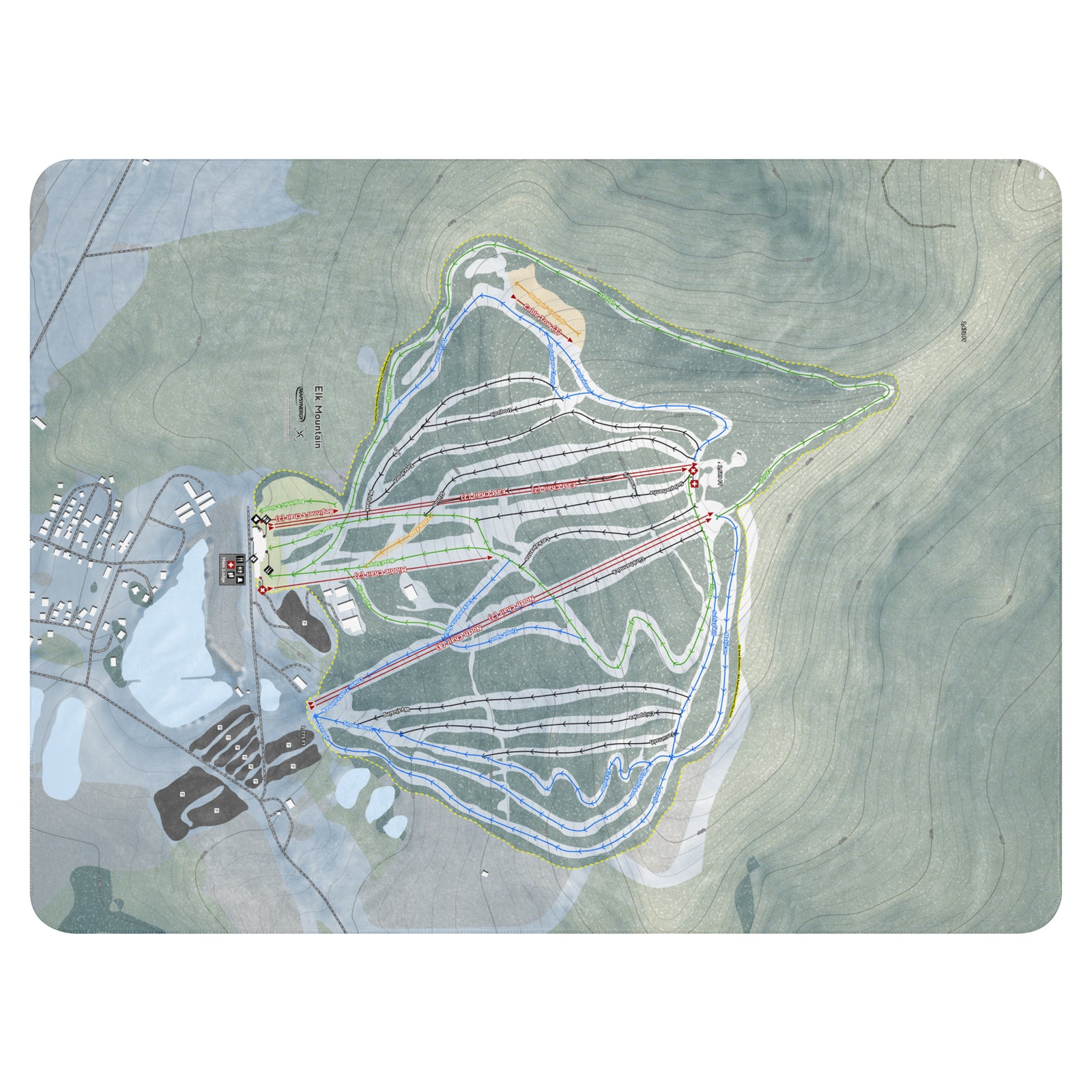 ELK MOUNTAIN, PENNSYLVANIA SKI RESORT MAP BLANKET