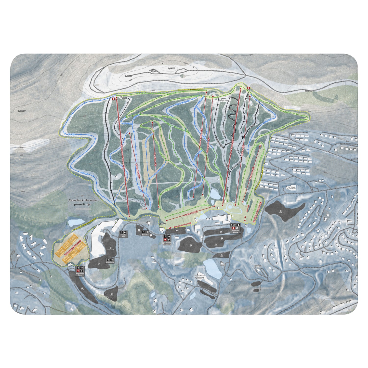 Camelback Mountain, Pennsylvania Ski Resort Map Blanket