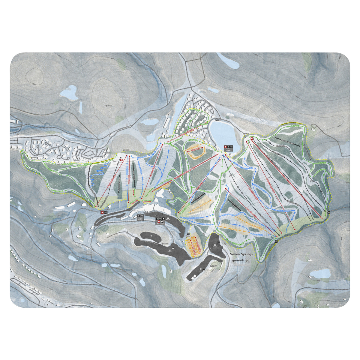 SEVEN SPRINGS, PENNSYLVANIA SKI RESORT MAP BLANKET