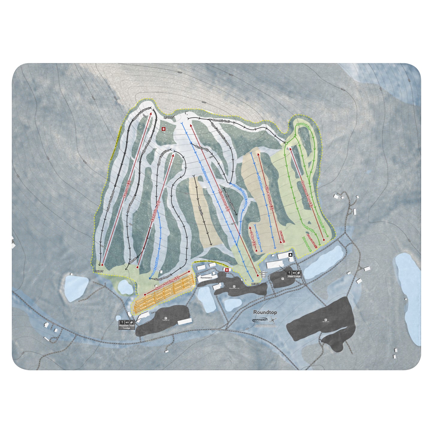 ROUNDTOP, PENNSYLVANIA SKI RESORT MAP BLANKET - Powderaddicts