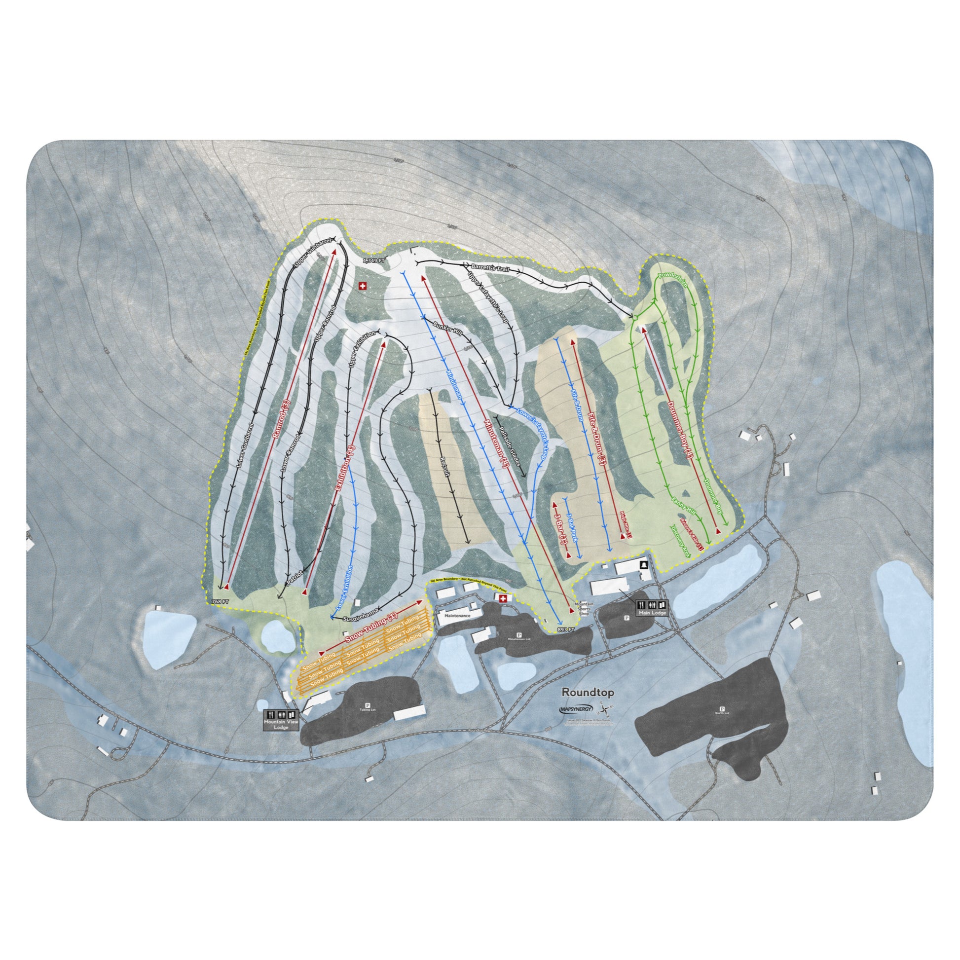 ROUNDTOP, PENNSYLVANIA SKI RESORT MAP BLANKET - Powderaddicts