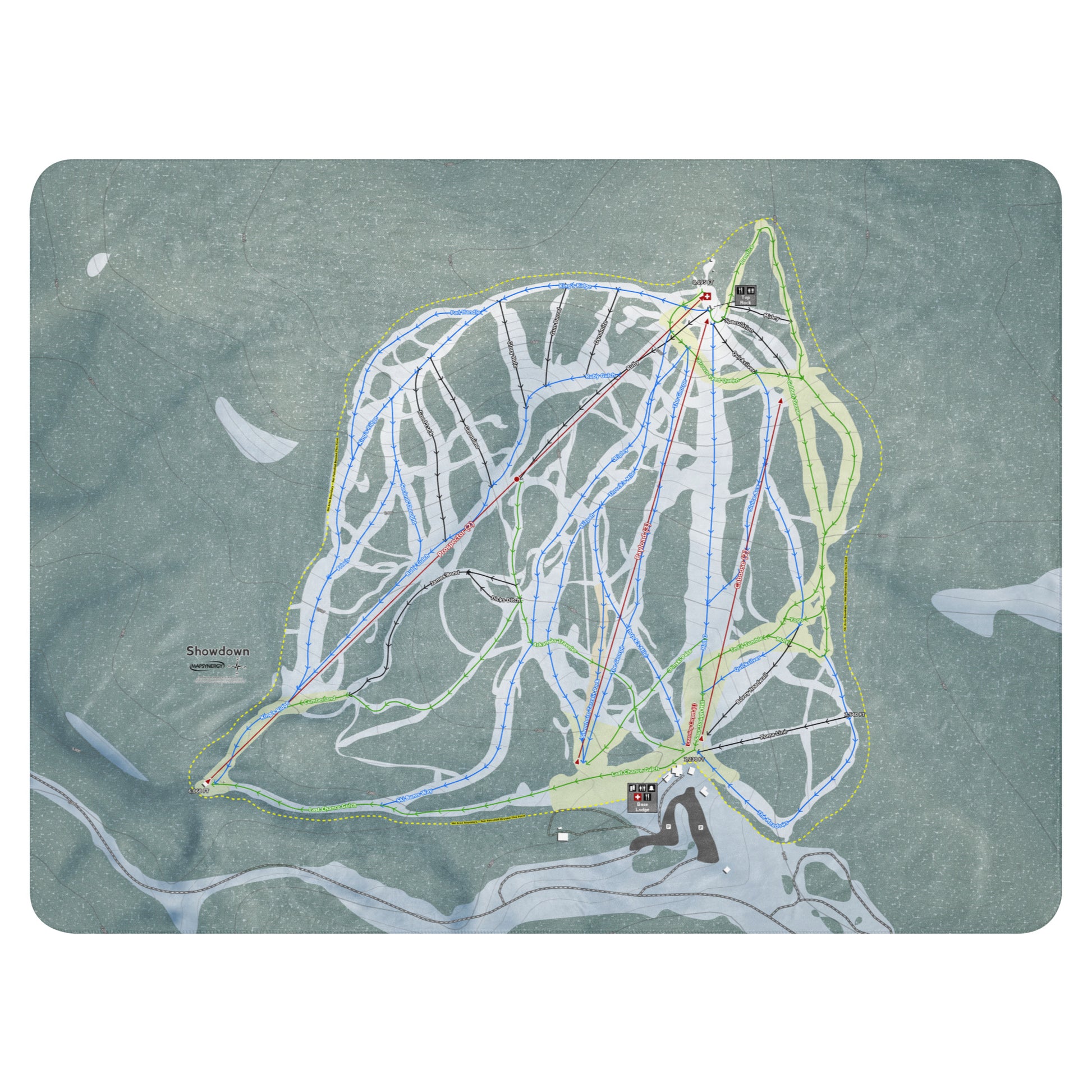 SHOWDOWN, MONTANA SKI RESORT MAP BLANKET - Powderaddicts