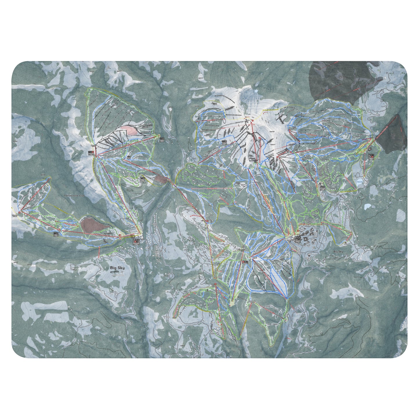 BIG SKY COMBO, MONTANA SKI RESORT MAP BLANKET - Powderaddicts