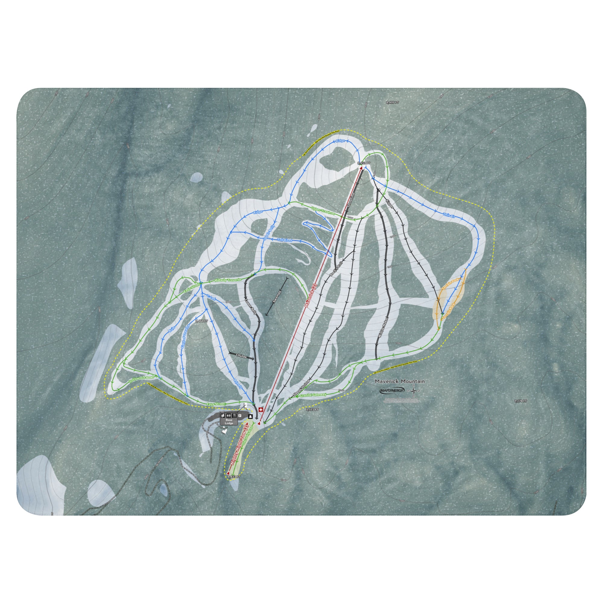 MAVERICK, MONTANA SKI RESORT MAP BLANKET trail map