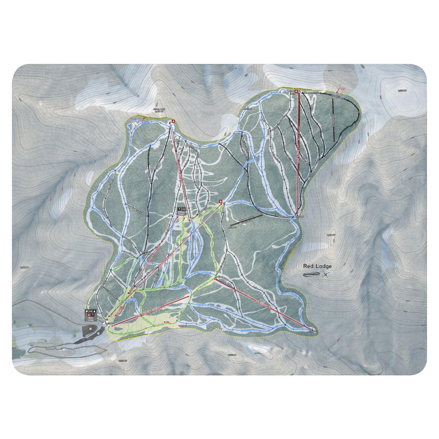 RED LODGE, MONTANA SKI RESORT MAP BLANKET - Powderaddicts