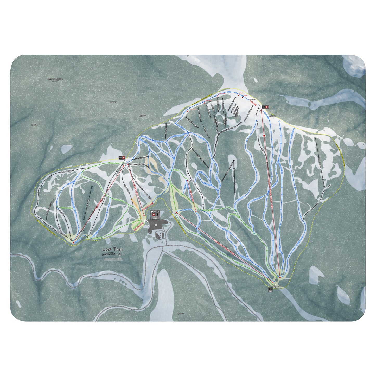Lost Trail, Montana Ski Resort Map Blanket - Powderaddicts