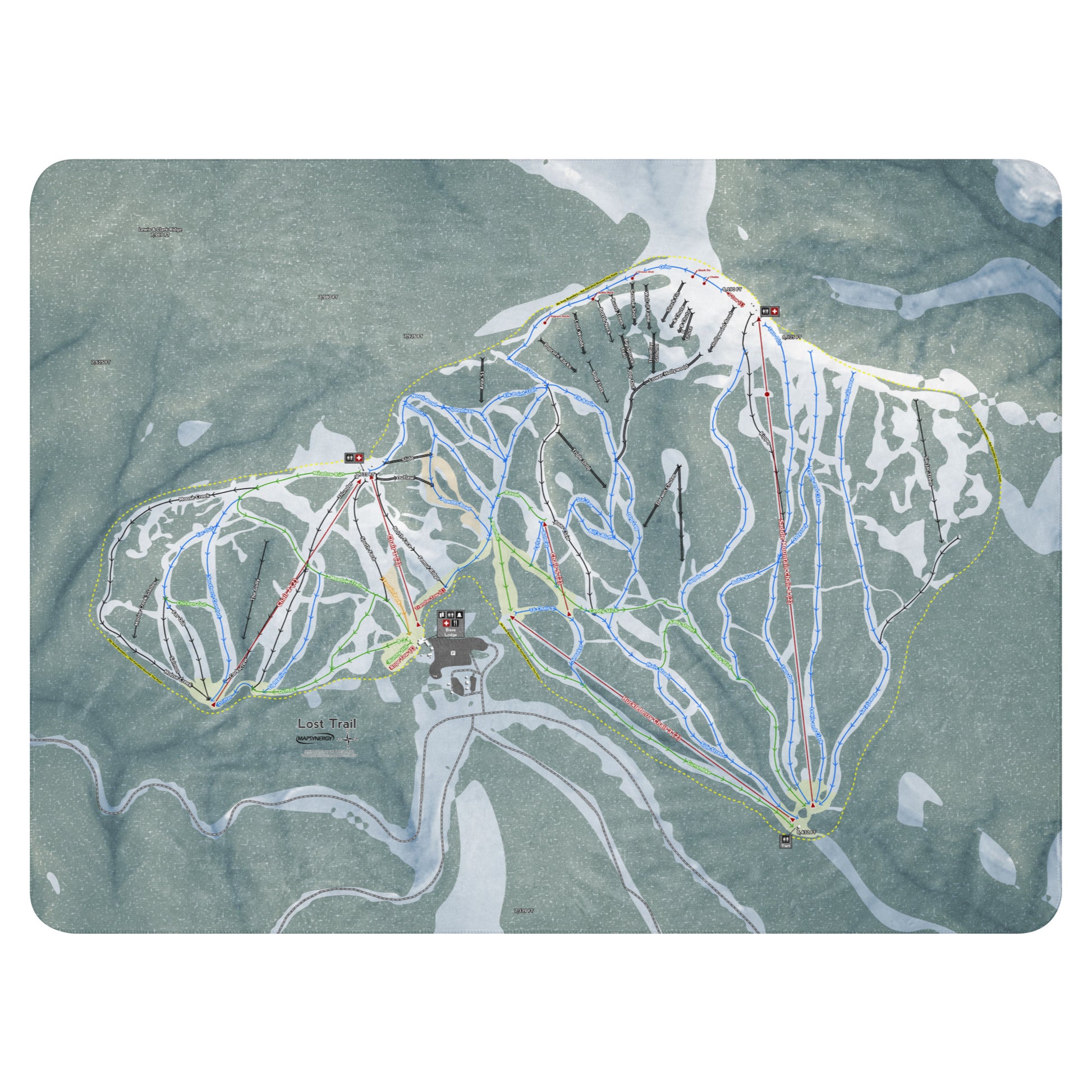 Lost Trail, Montana Ski Resort Map Blanket - Powderaddicts