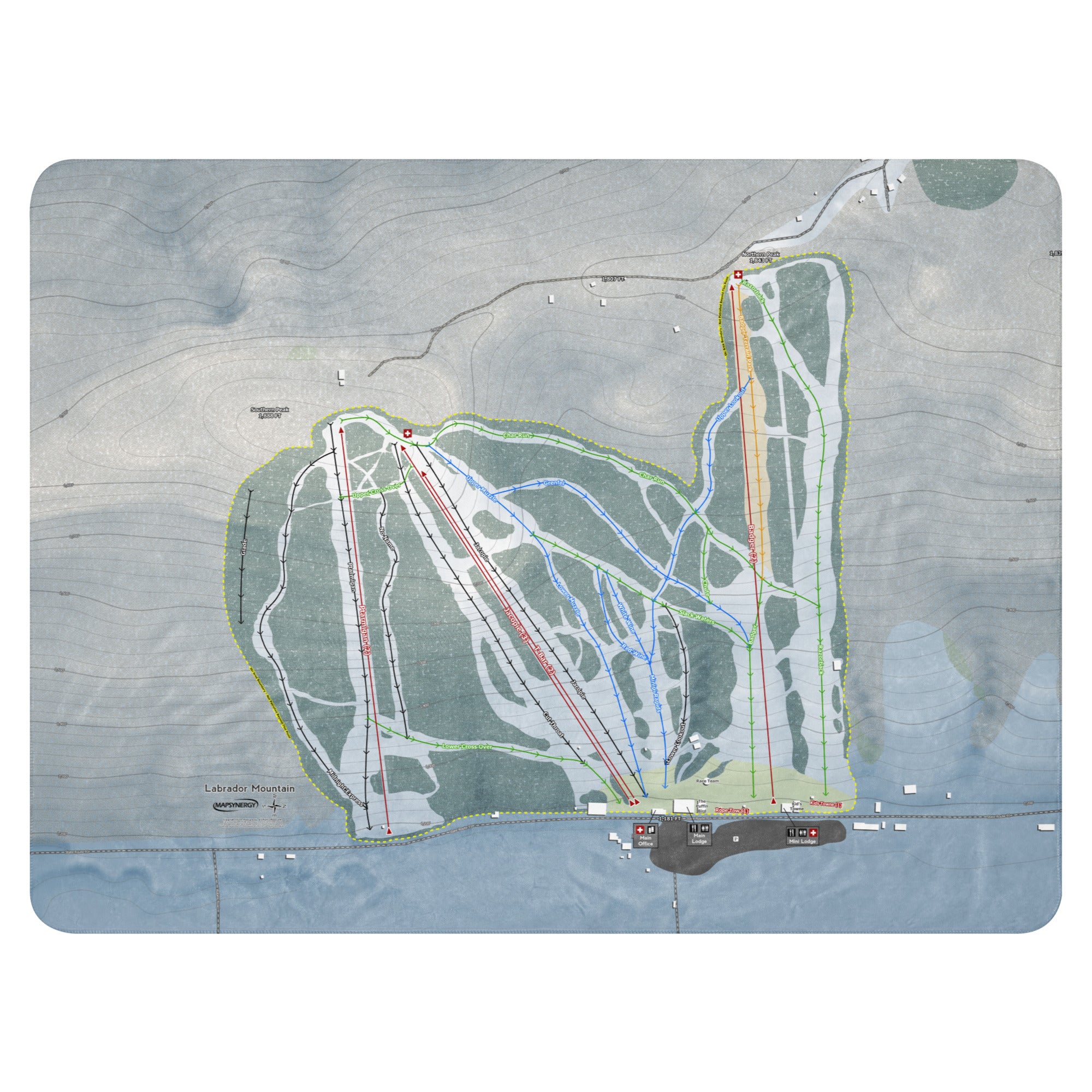 LABRADOR MOUNTAIN, NEW YORK SKI RESORT MAP BLANKET trail map