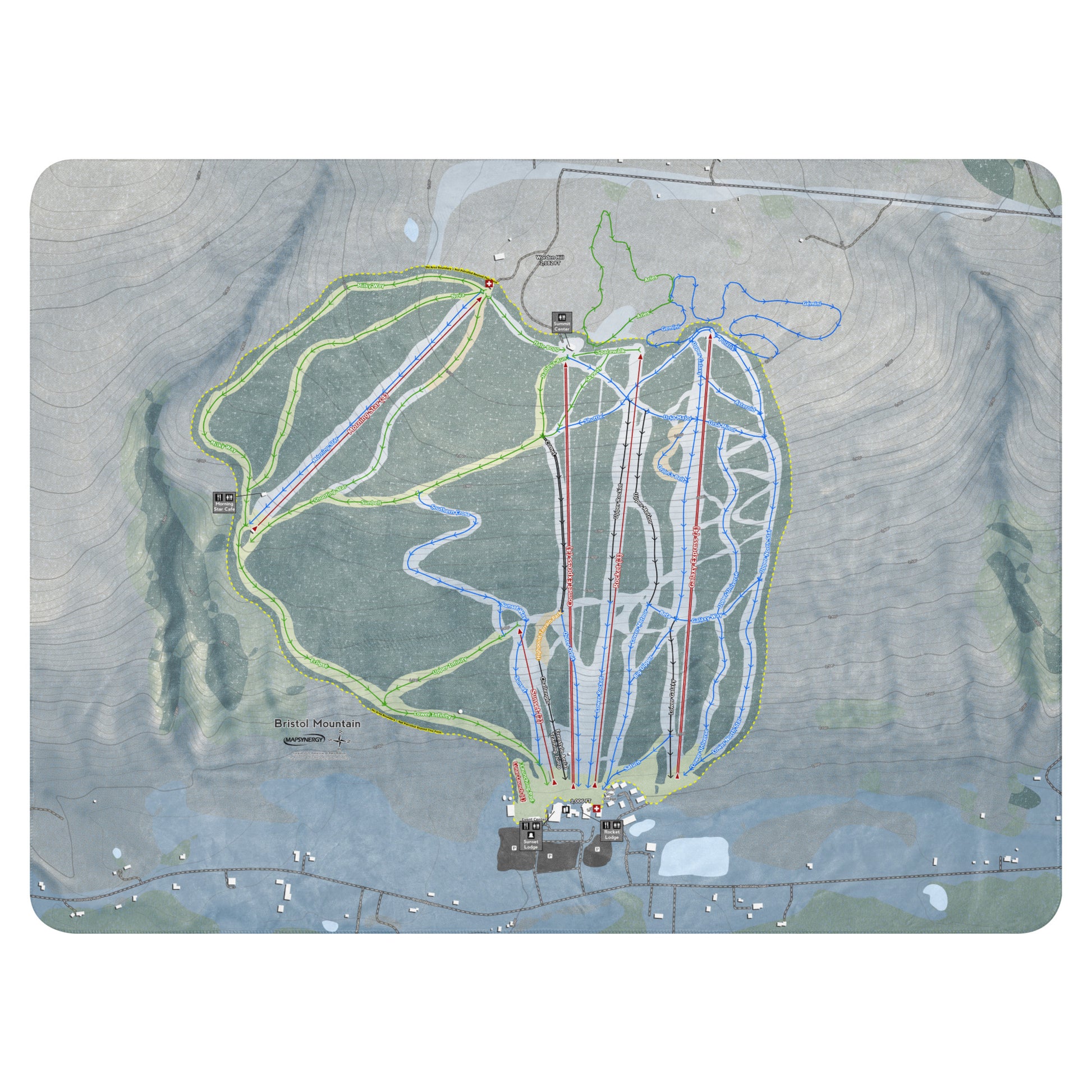 BRISTOL MOUNTAIN, NEW YORK SKI RESORT MAP BLANKET - Powderaddicts