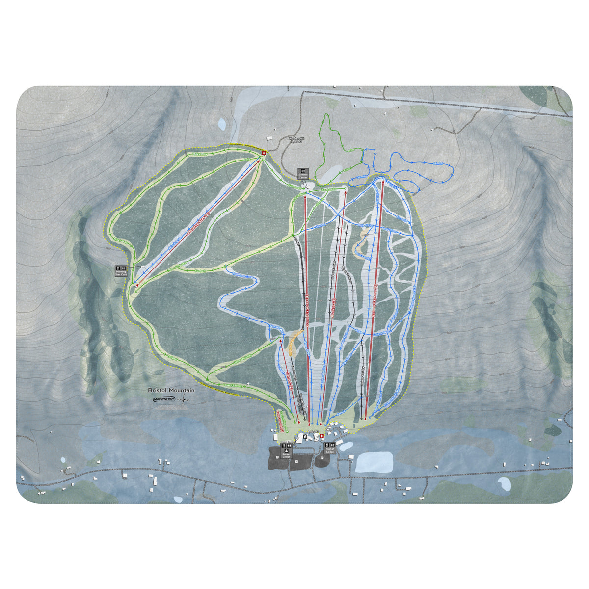 BRISTOL MOUNTAIN, NEW YORK SKI RESORT MAP BLANKET