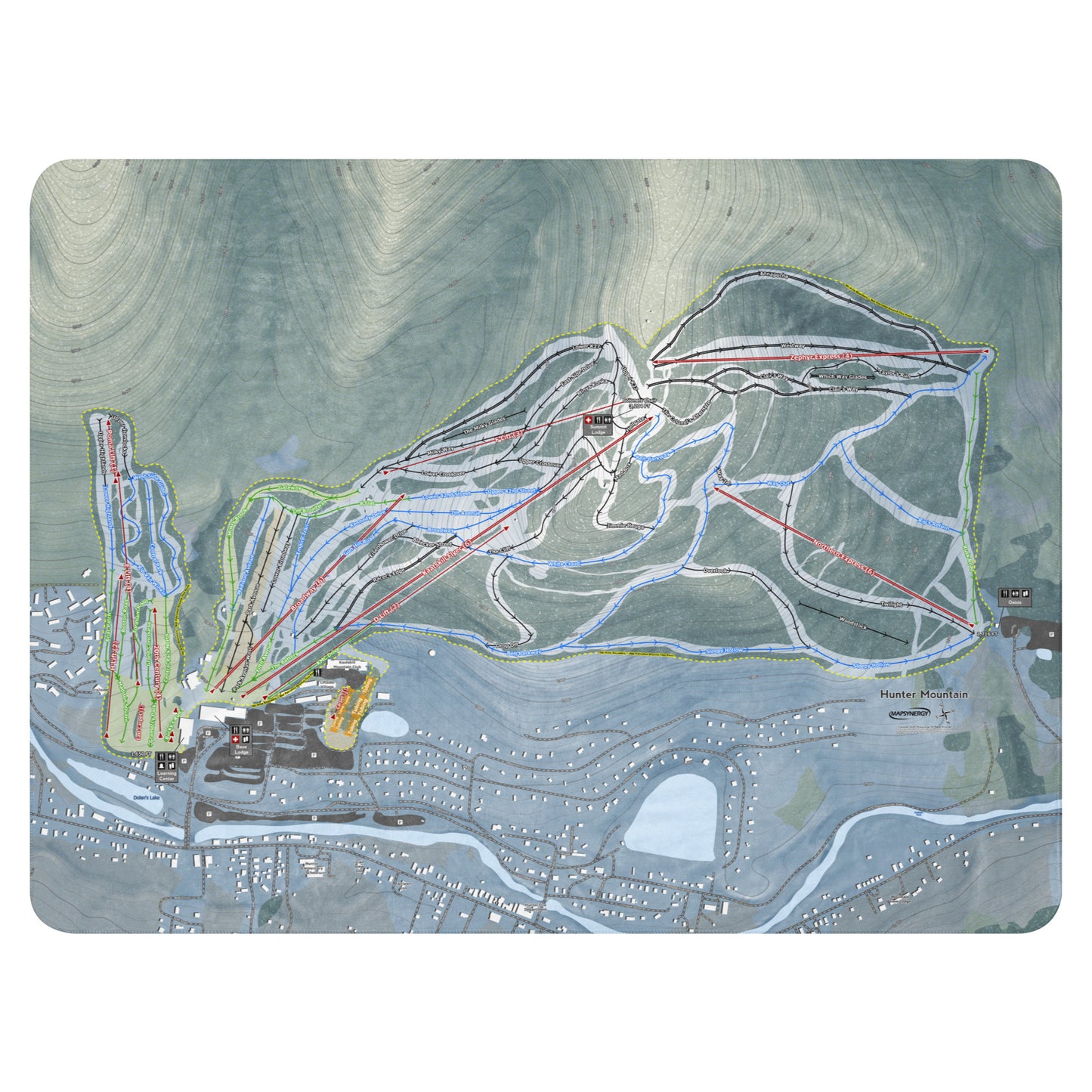 HUNTER MOUNTAIN, NEW YORK SKI RESORT MAP BLANKET - Powderaddicts