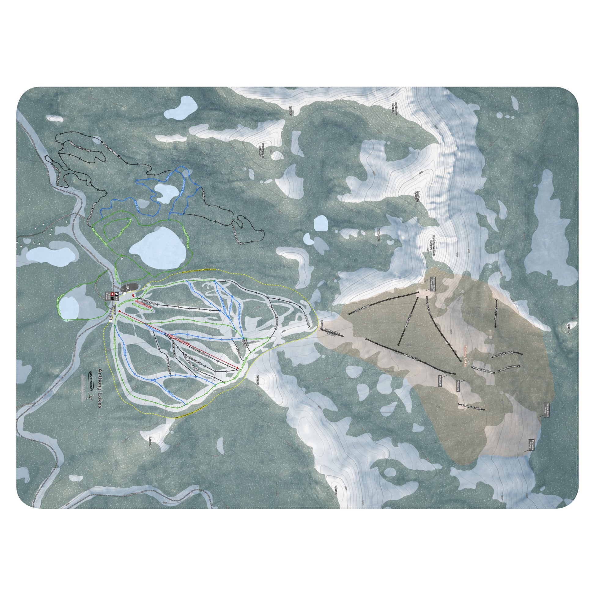 Anthony Lakes, Oregon Ski Resort Map Blanket - Powderaddicts
