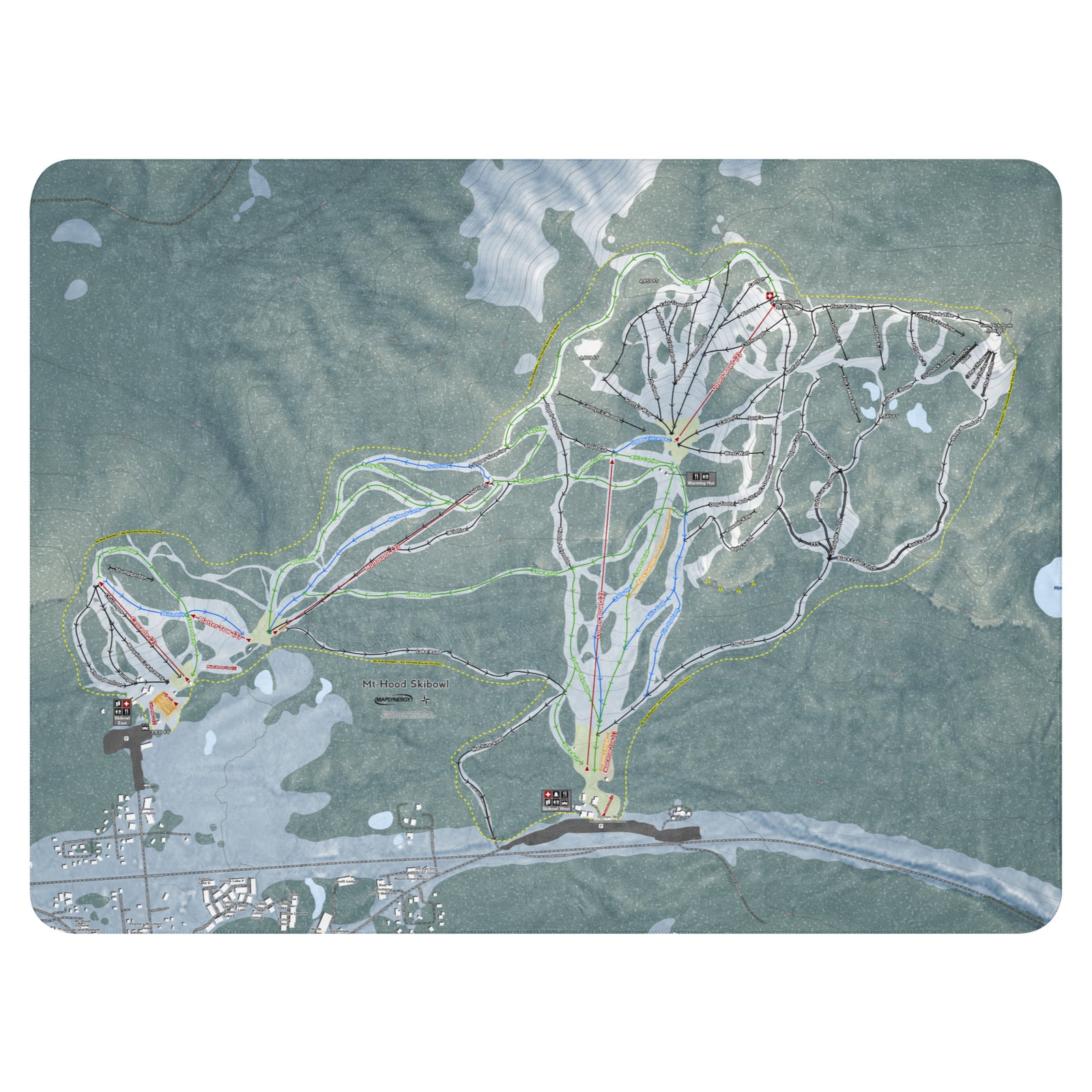 Mt Hood Skibowl, Oregon Ski Resort Map Blanket