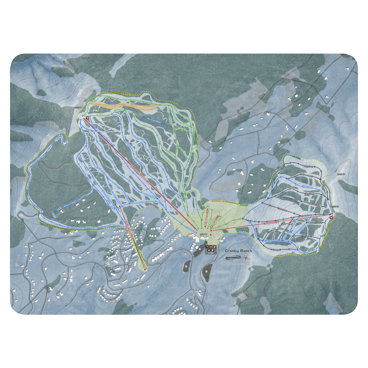 Granby Ranch, Colorado Ski Resort Map Blanket - Powderaddicts