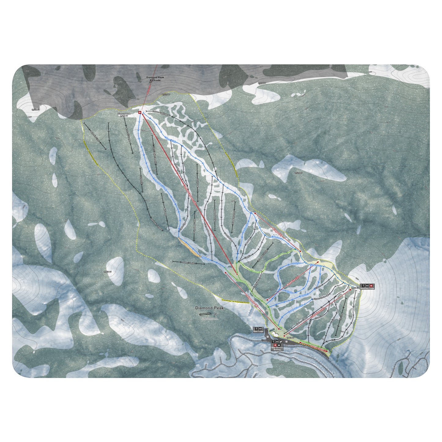 Diamond Peak, Nevada Ski Resort Map Blanket - Powderaddicts