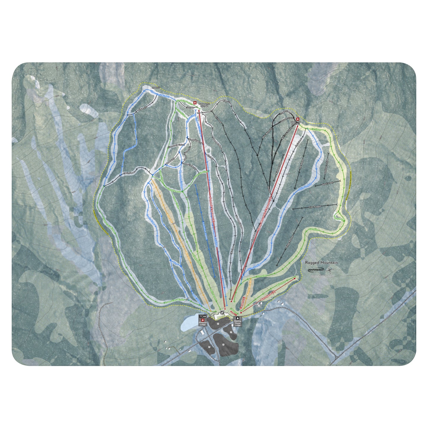 Ragged Mountain, New Hampshire Ski Resort Map Blanket - Powderaddicts