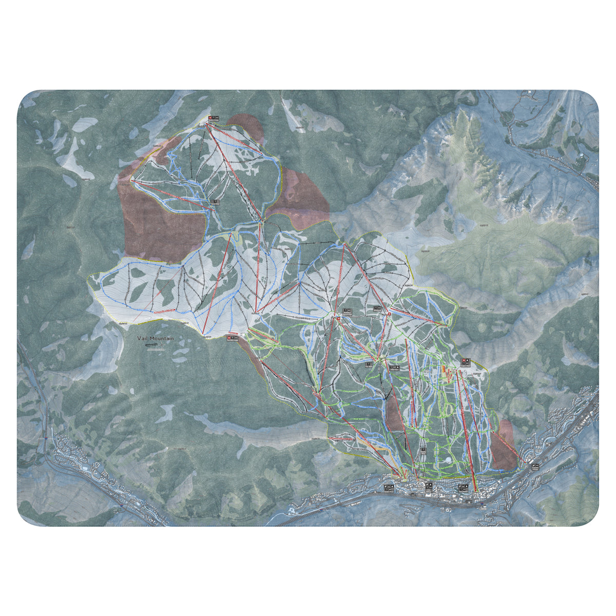 Vail, Colorado Ski Resort Map Blanket