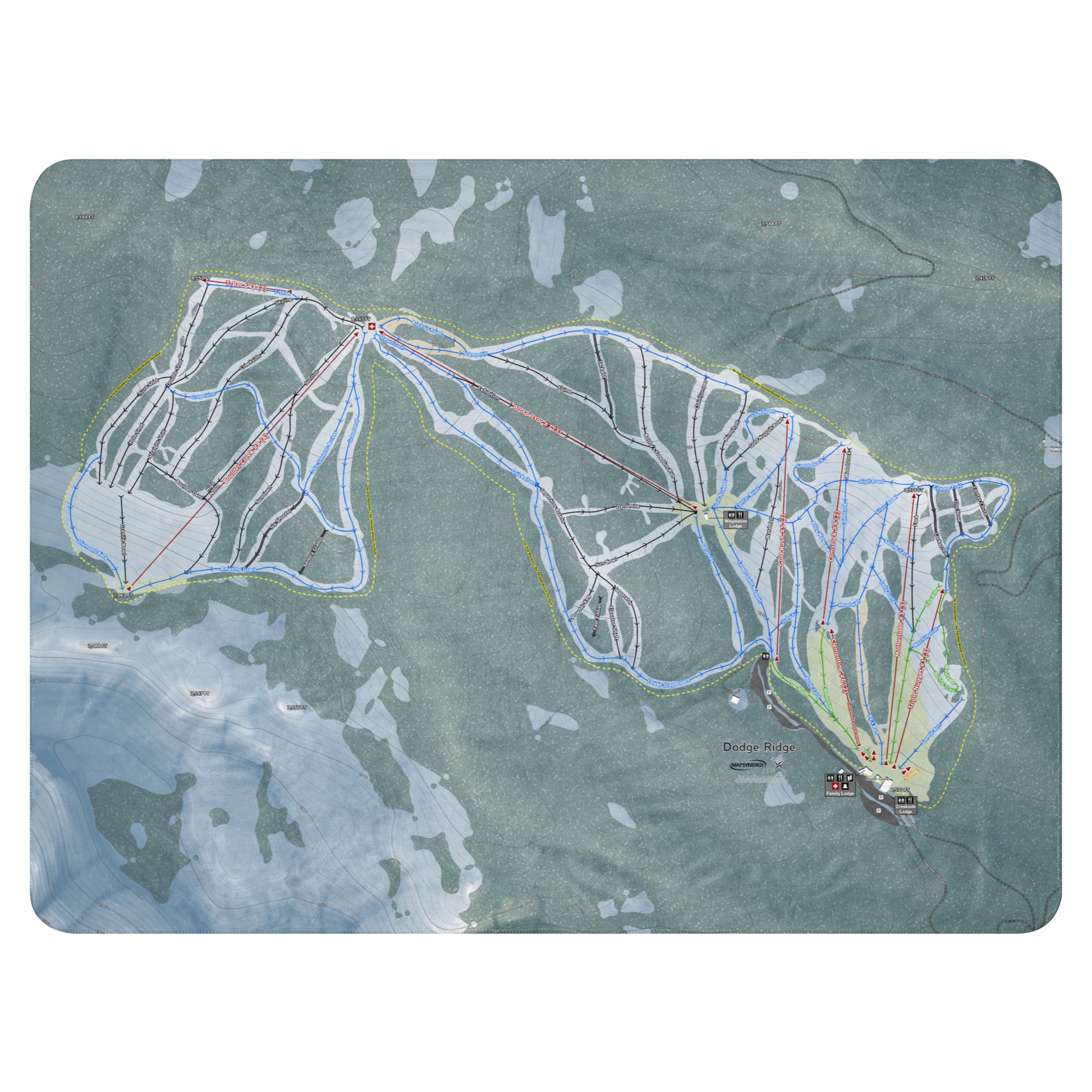 Dodge Ridge, California Ski Resort Map Blanket - Powderaddicts