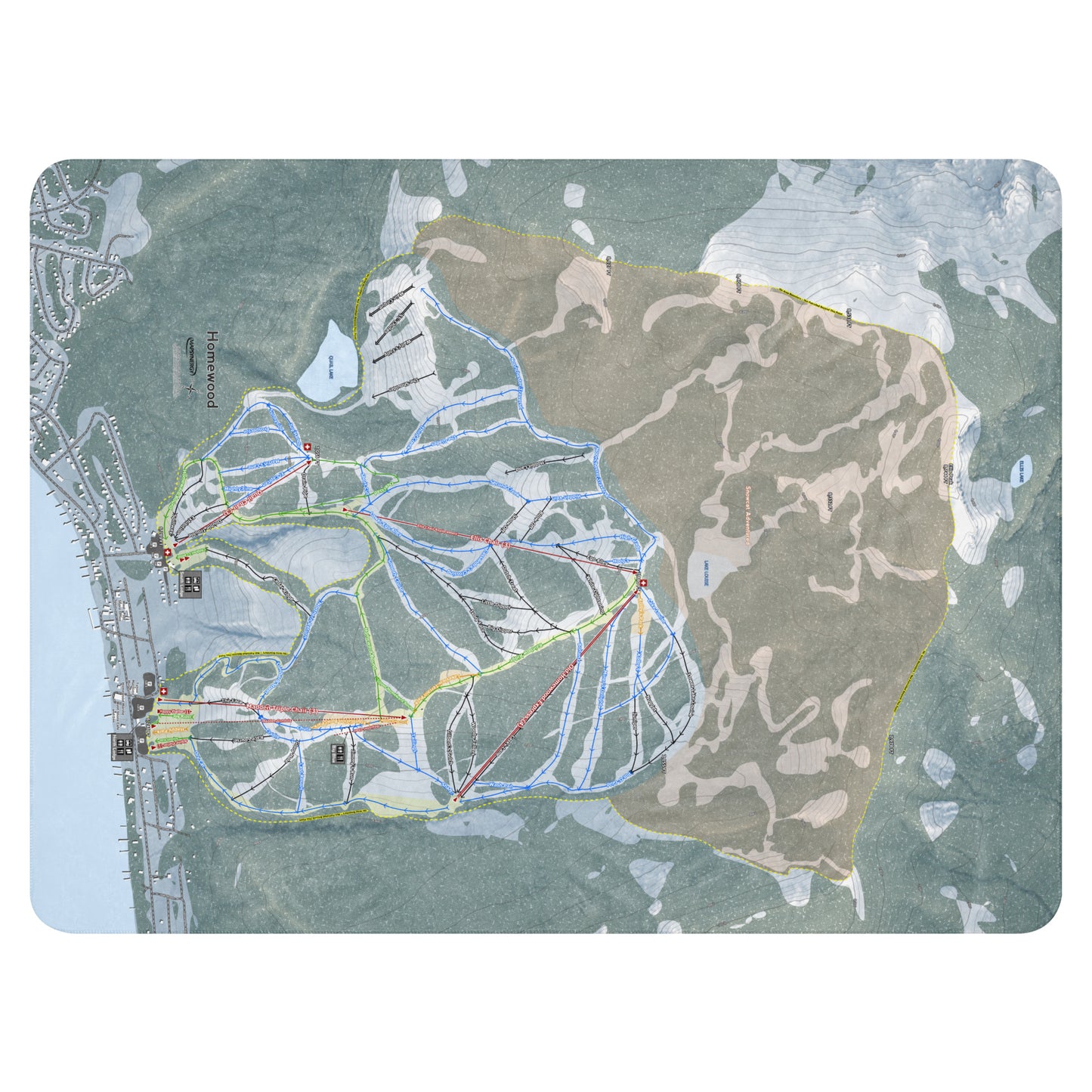 Homewood, California Ski Resort Map Blanket - Powderaddicts