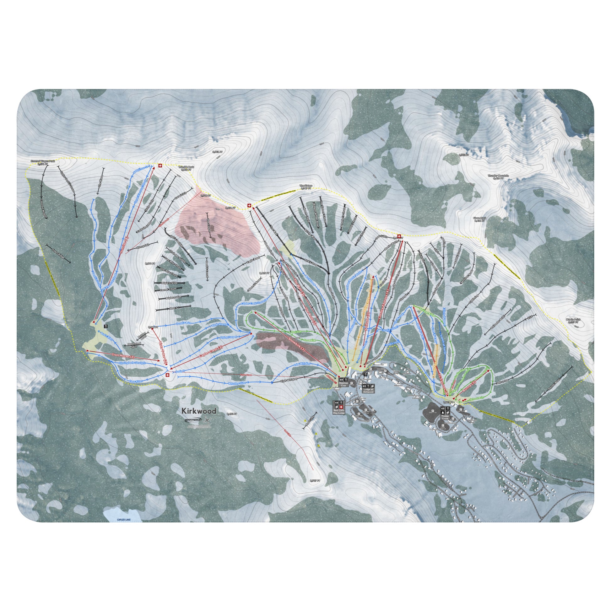 Kirkwood, California Ski Resort Map Blanket - Powderaddicts