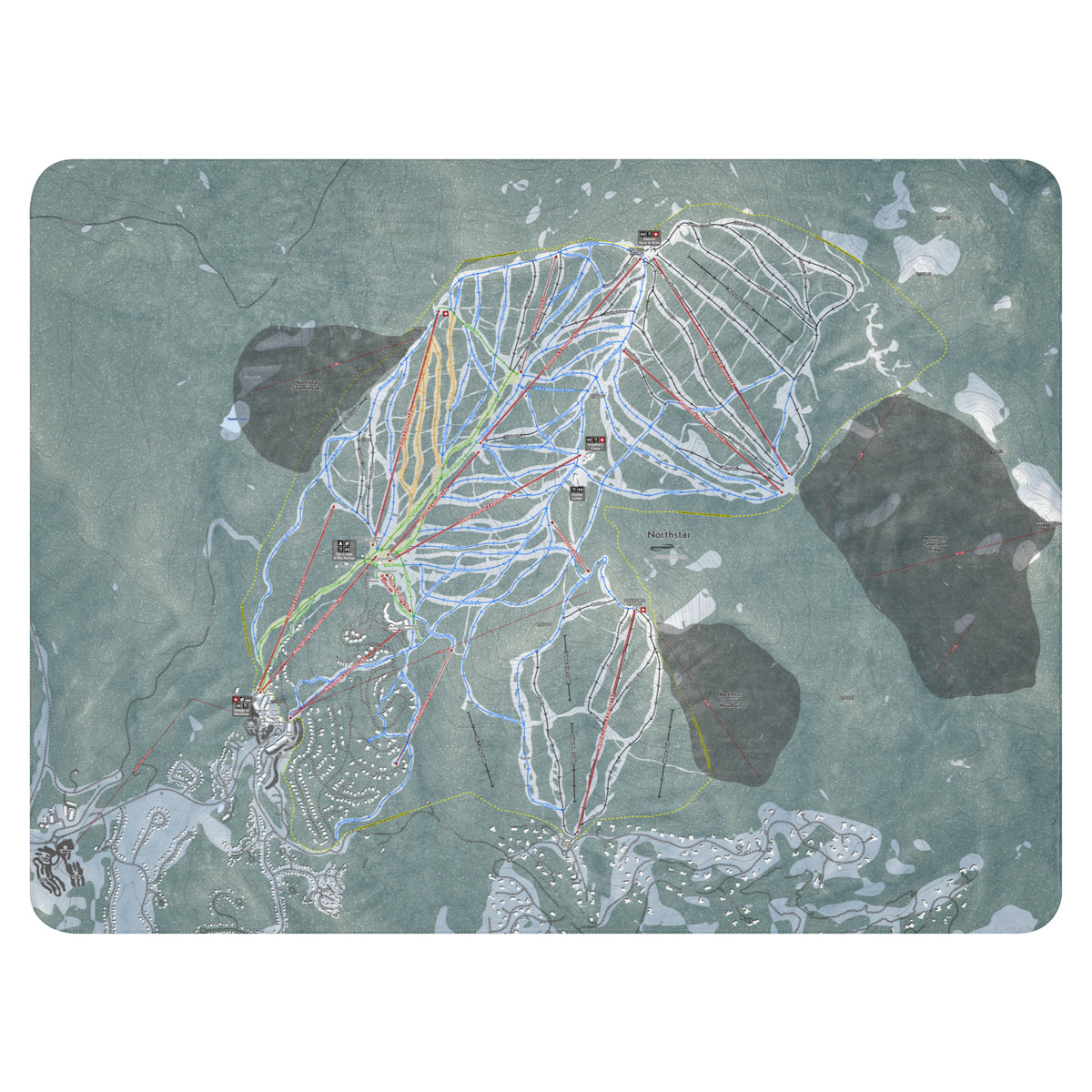 Northstar, California Ski Resort Map Blanket - Powderaddicts