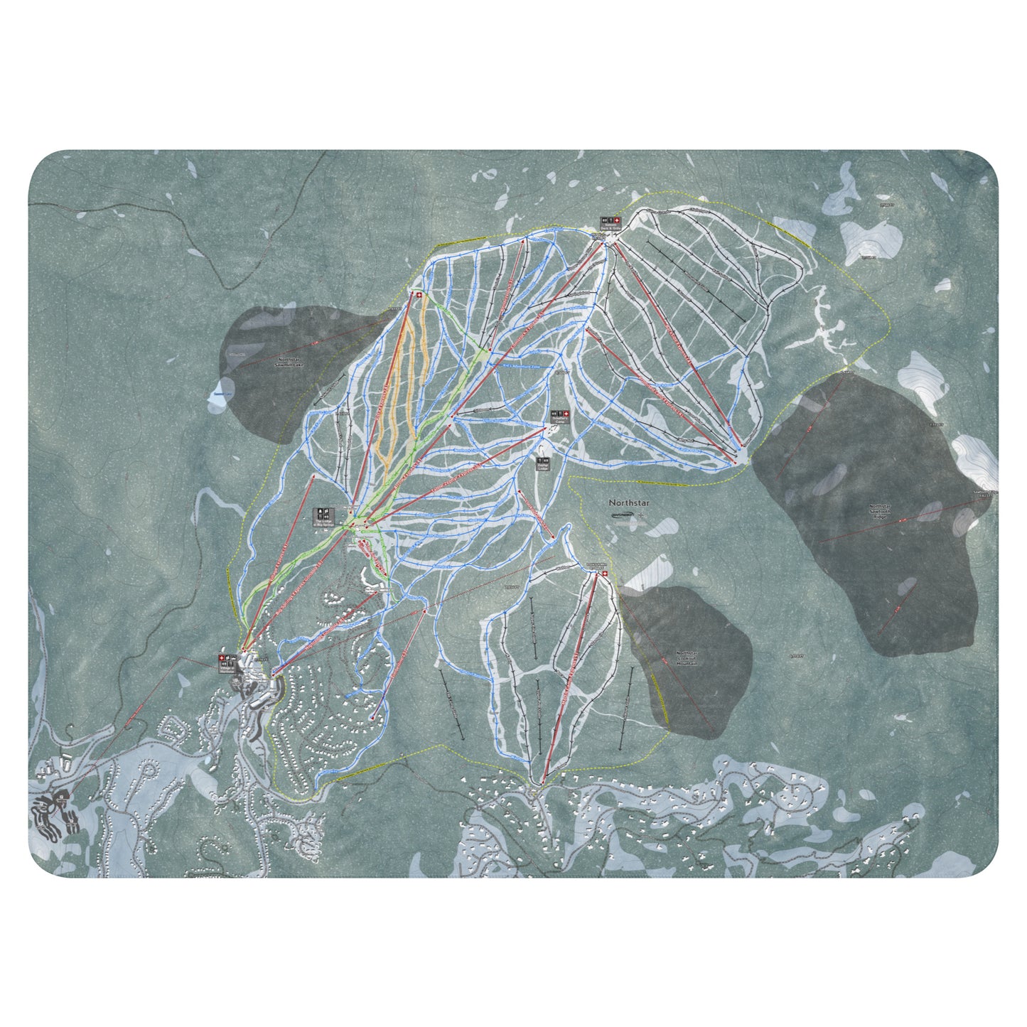 Northstar, California Ski Resort Map Blanket - Powderaddicts