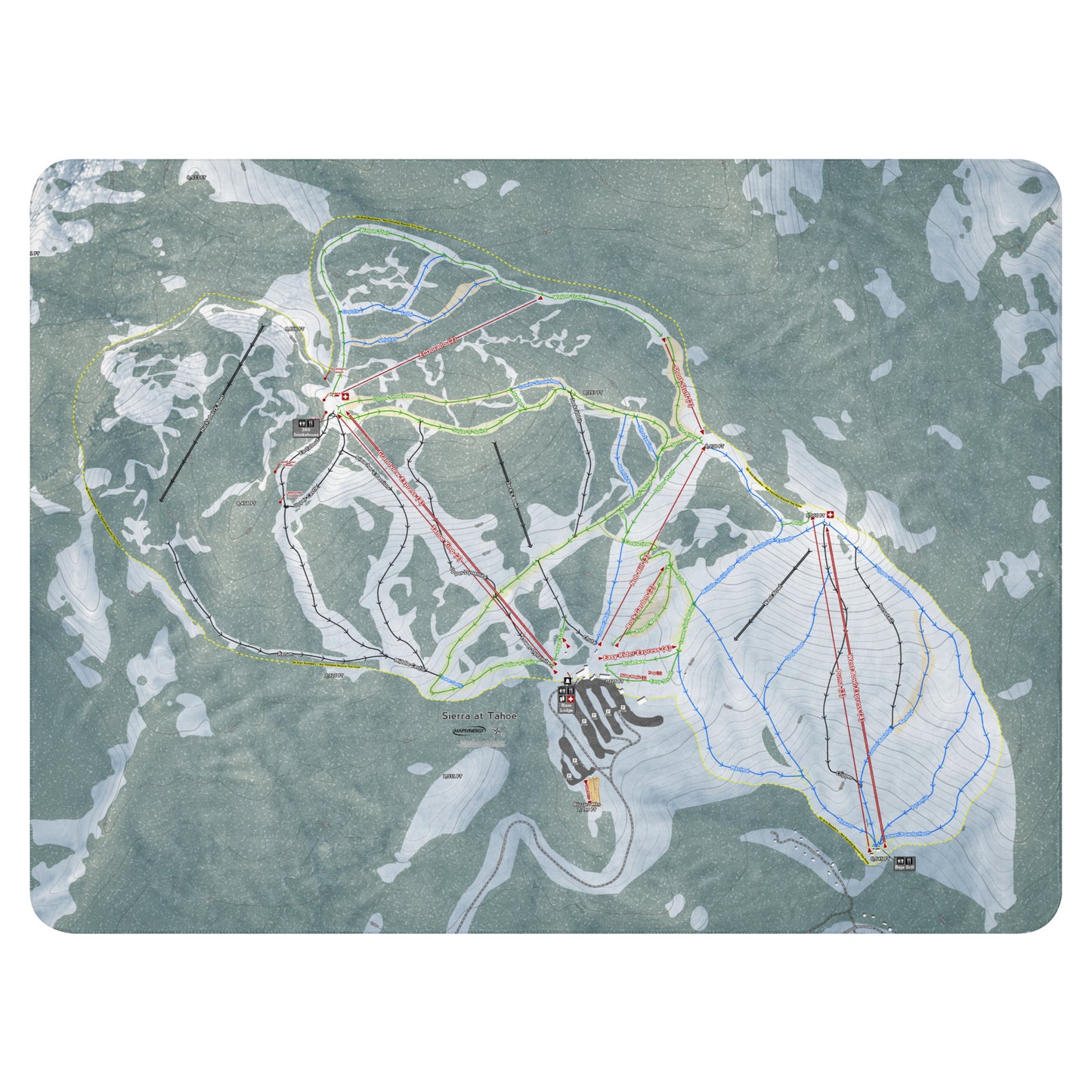 Sierra At Tahoe, California Ski Resort Map Blanket - Powderaddicts
