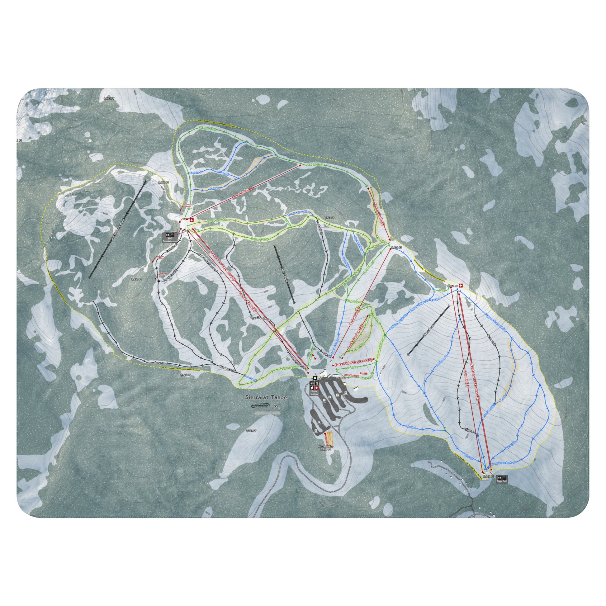 Sierra At Tahoe, California Ski Resort Map Blanket - Powderaddicts