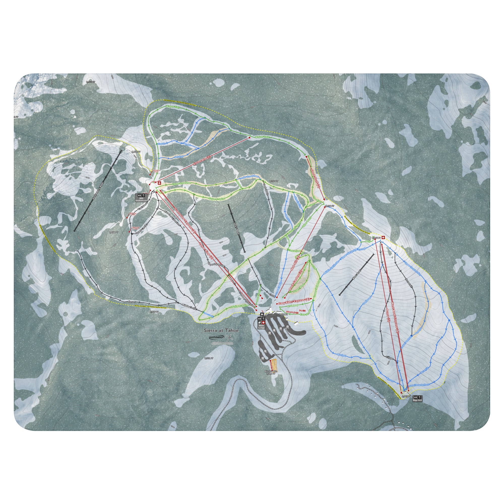Sierra At Tahoe, California Ski Resort Map Blanket