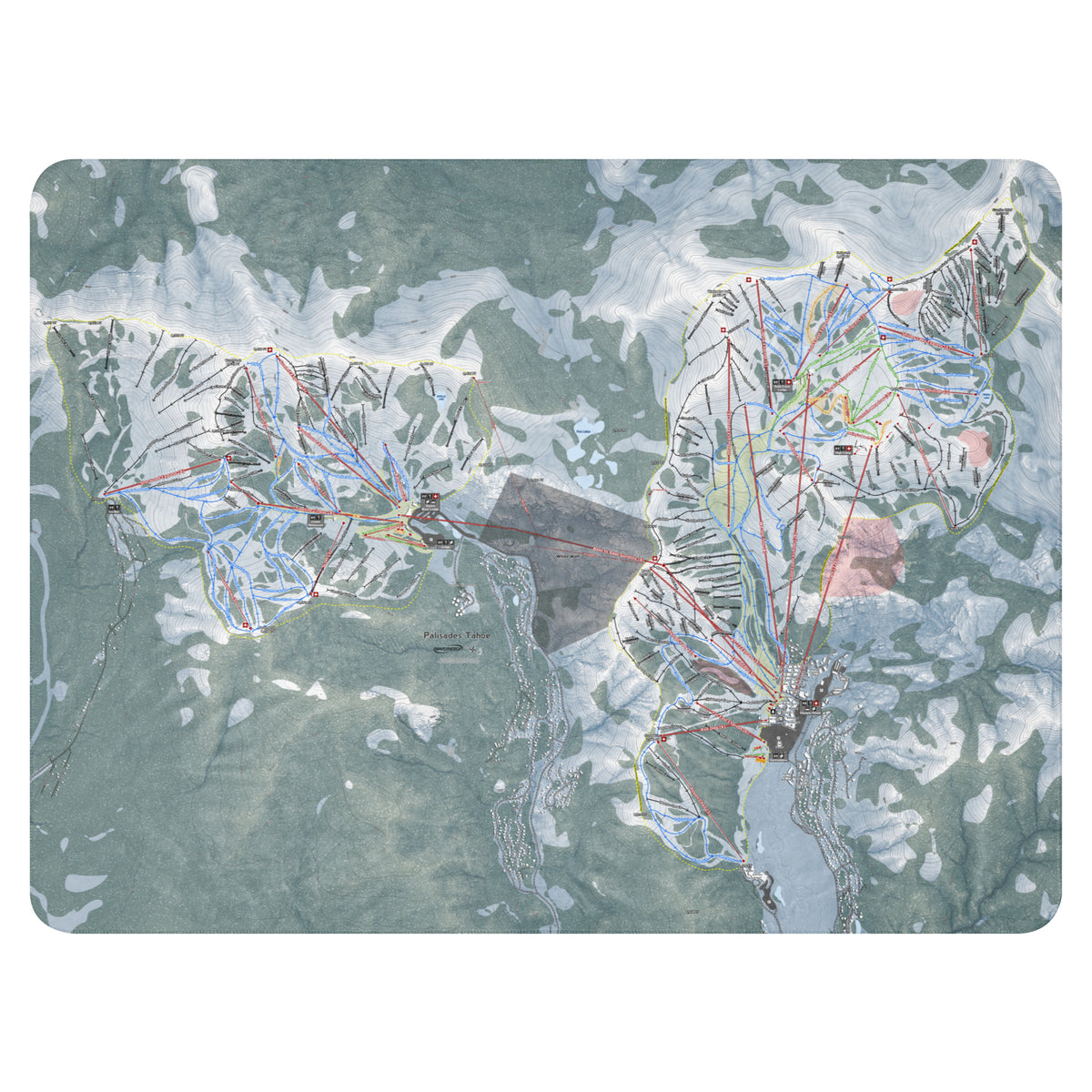 Palisades Tahoe, California Ski Resort Map Blanket - Powderaddicts