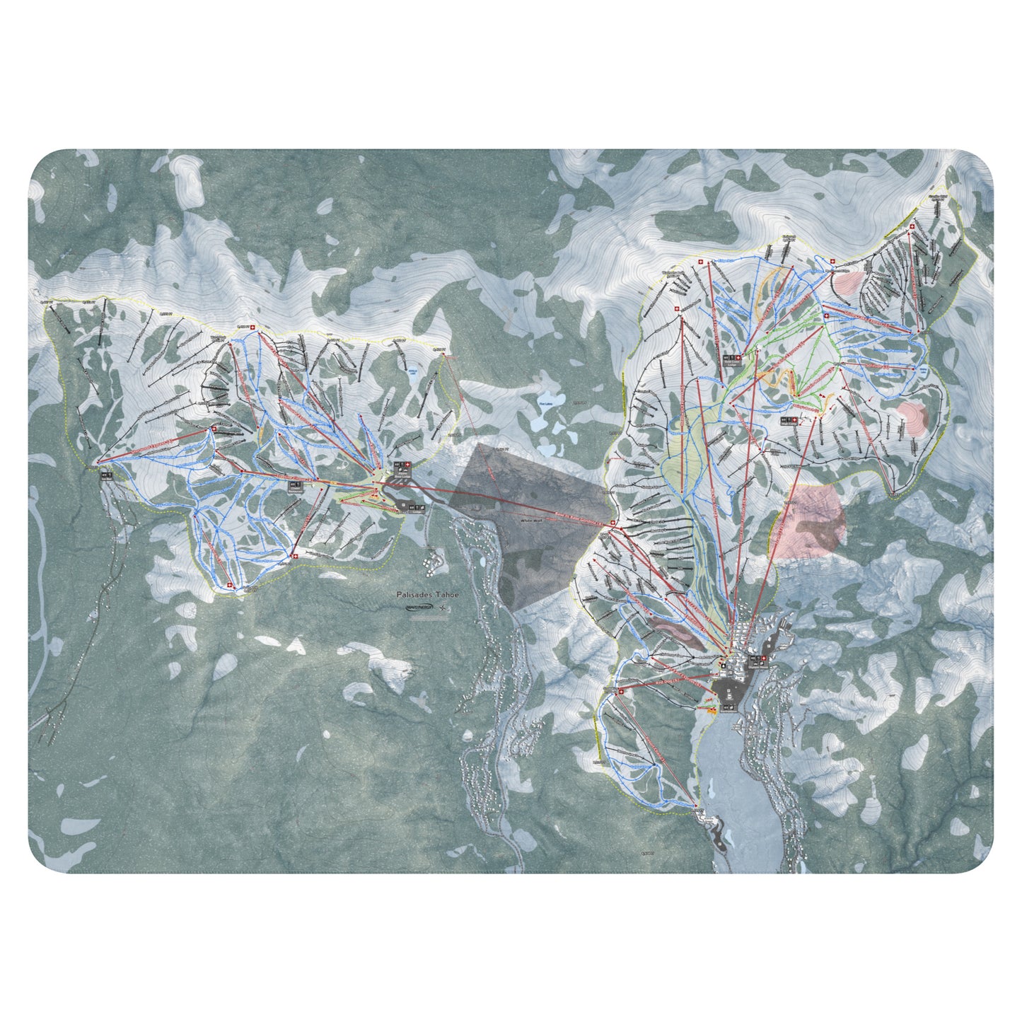 Palisades Tahoe, California Ski Resort Map Blanket - Powderaddicts