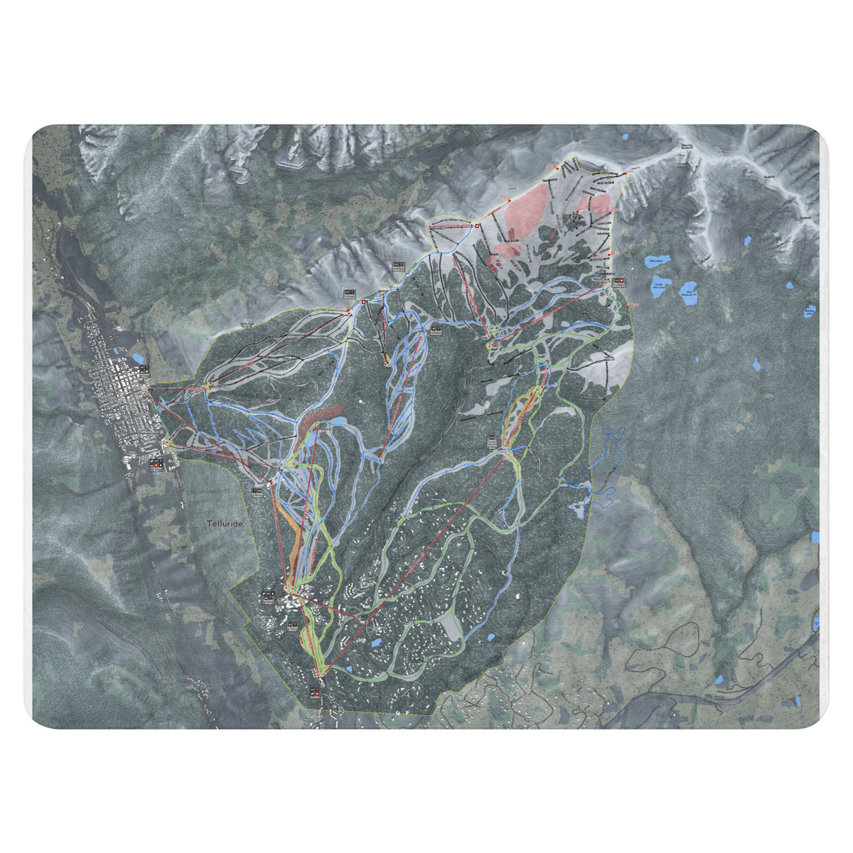 Telluride, Colorado Ski Resort Map Blanket