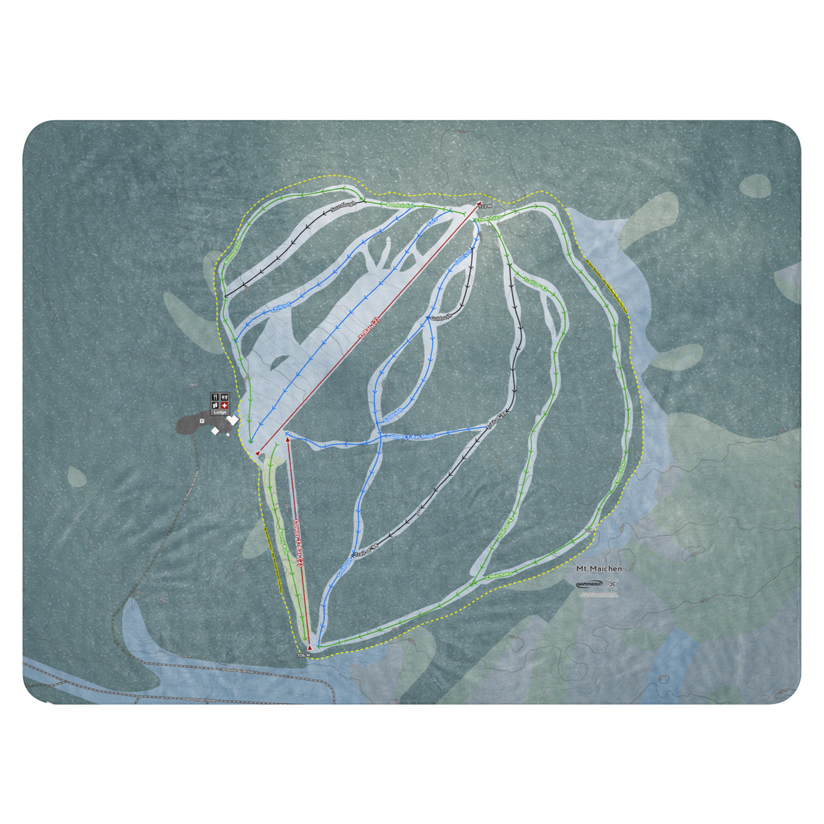 Mt Maichen, Yukon Territory Ski Resort Map Blanket