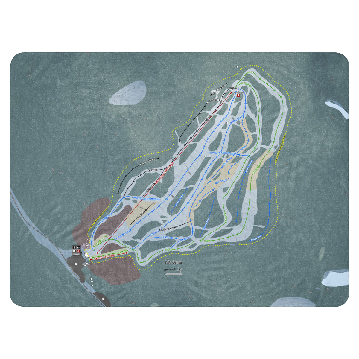 Mt Sima, Yukon Territory Ski Resort Map Blanket
