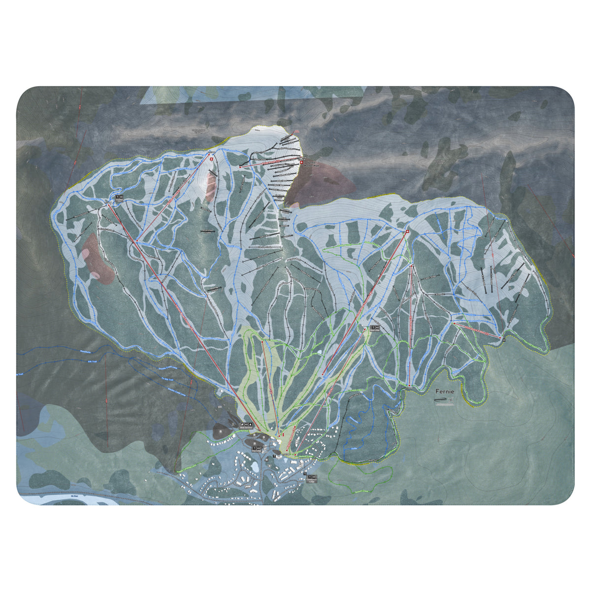 Fernie, British Columbia Ski Resort Map Blanket