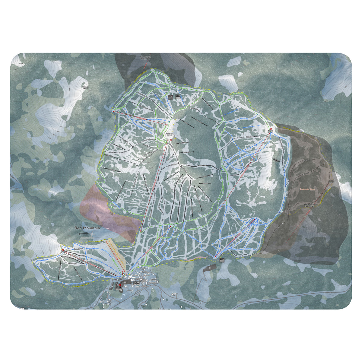 Red Mountain, British Columbia Ski Resort Map Blanket