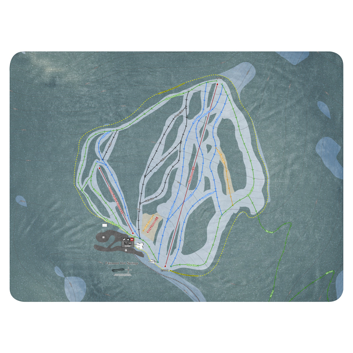Fairmont Hot Springs, British Columbia Ski Resort Map Blanket