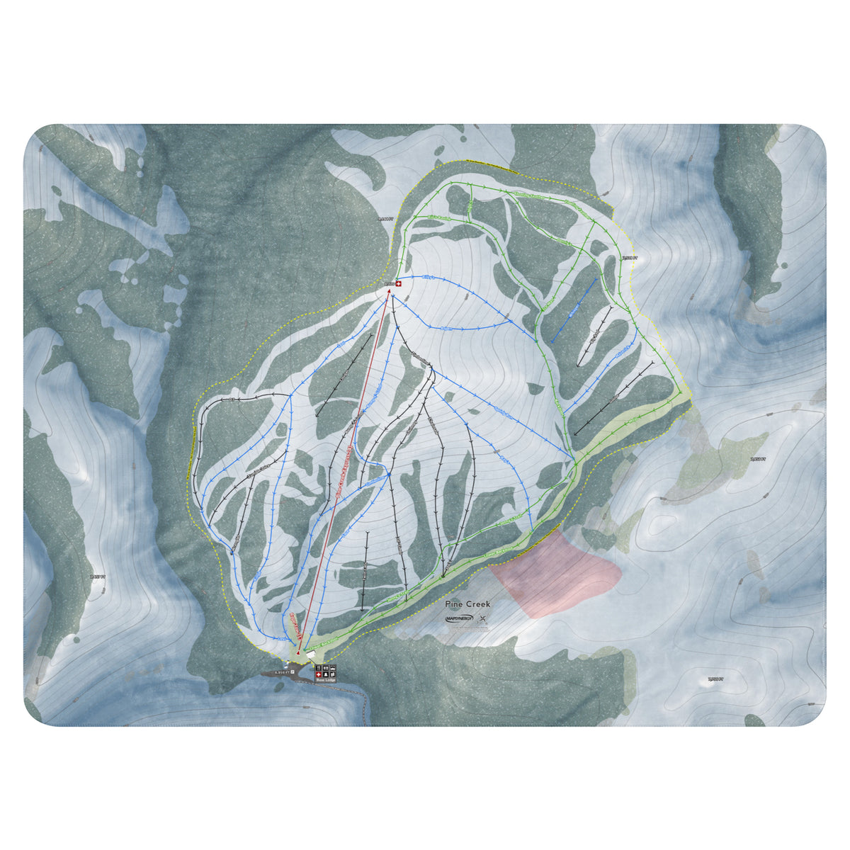 Pine Creek, Wyoming Ski Resort Map Blanket