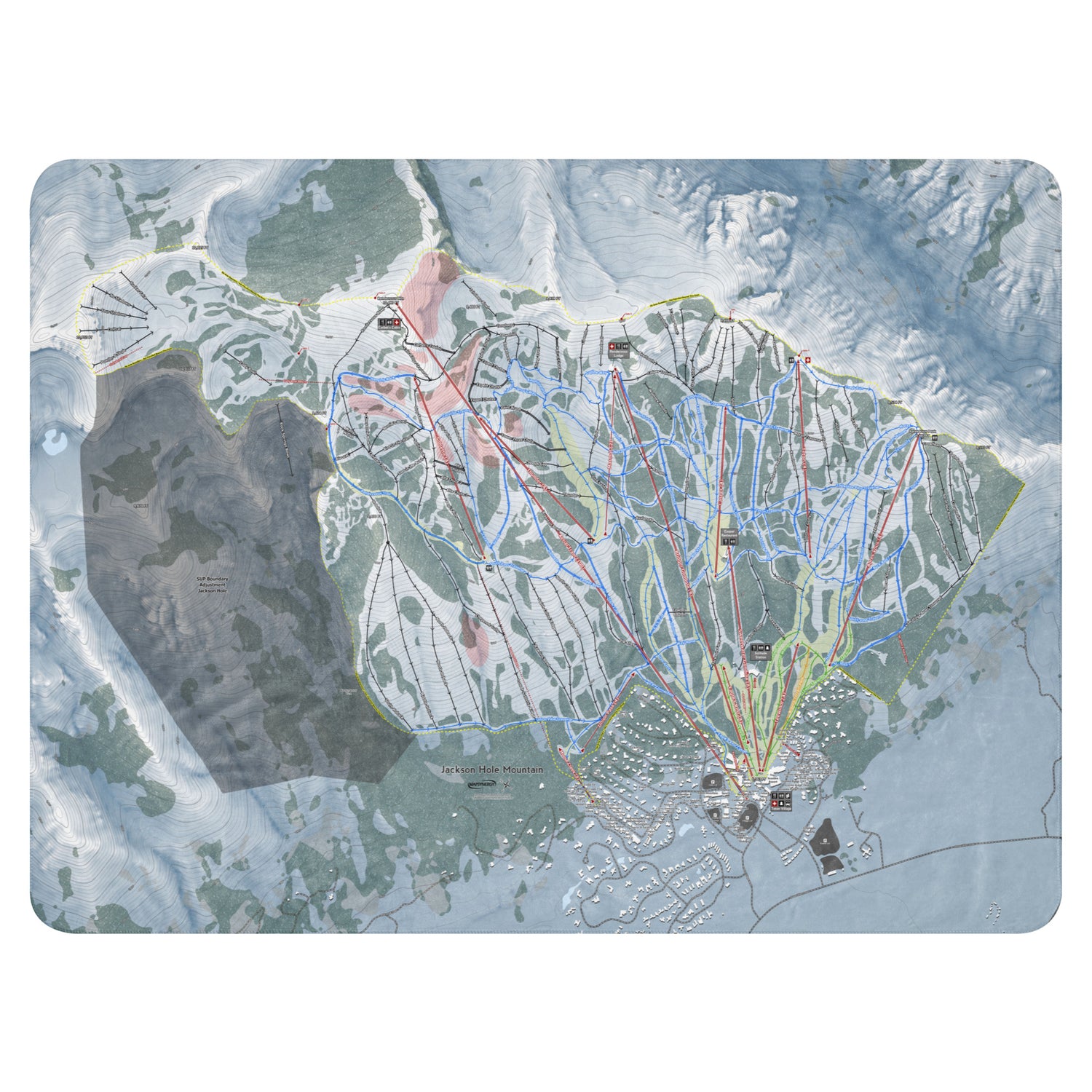 Jackson Hole, Wyoming Ski Resort Map Blanket