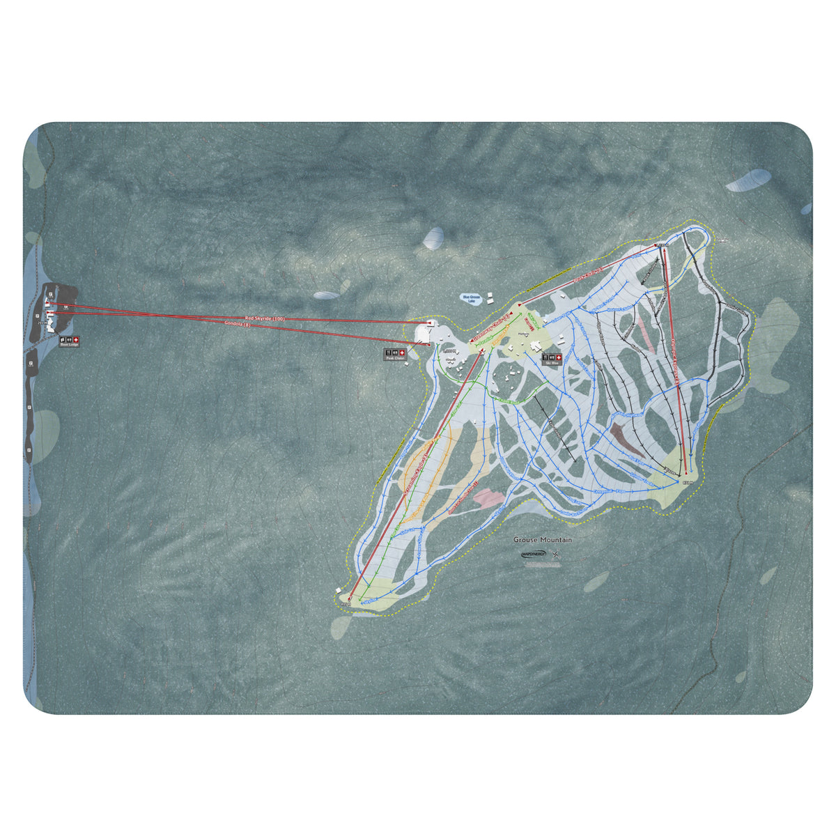 Grouse Mountain, British Columbia Ski Resort Map Blanket