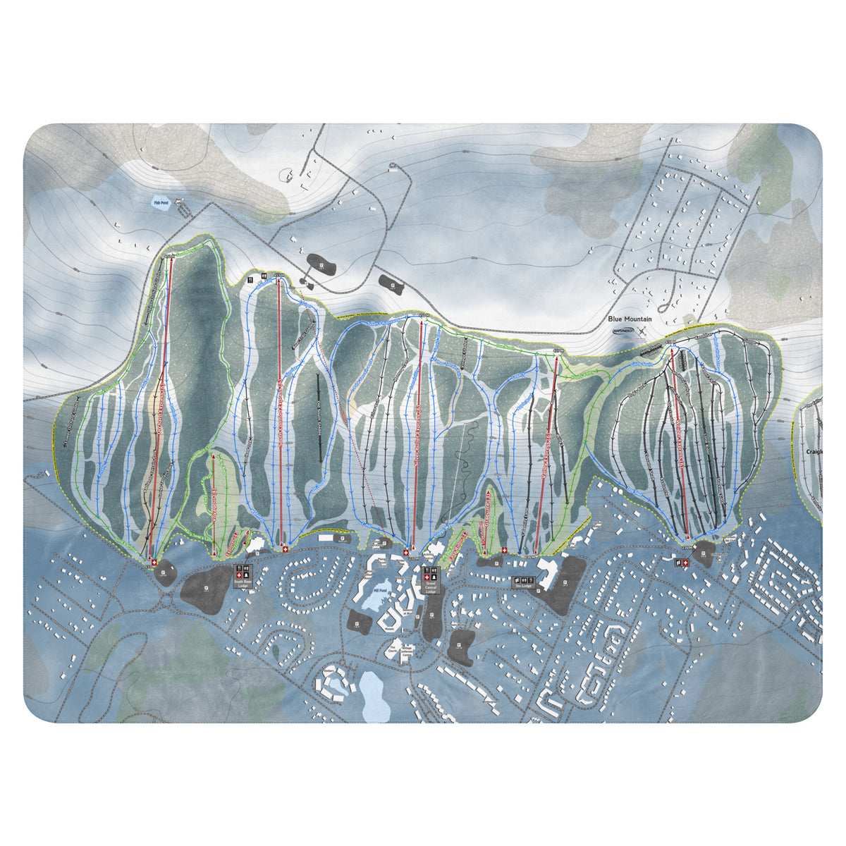 Blue Mountain, Ontario Ski Resort Map Blanket