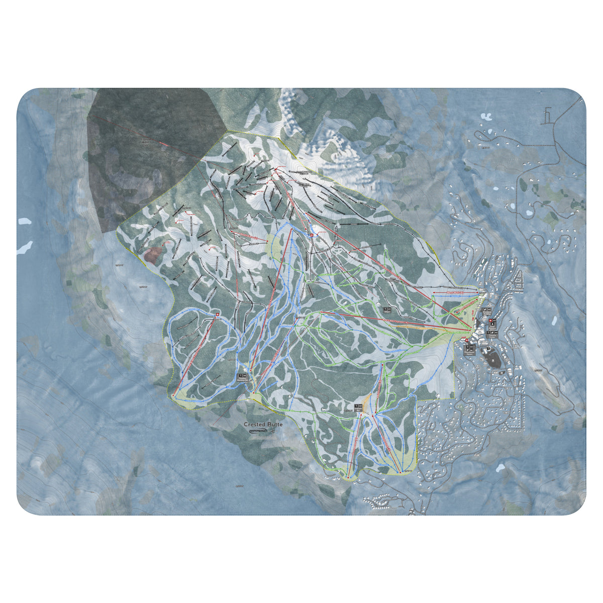 Crested Butte, Colorado Ski Resort Map Blanket