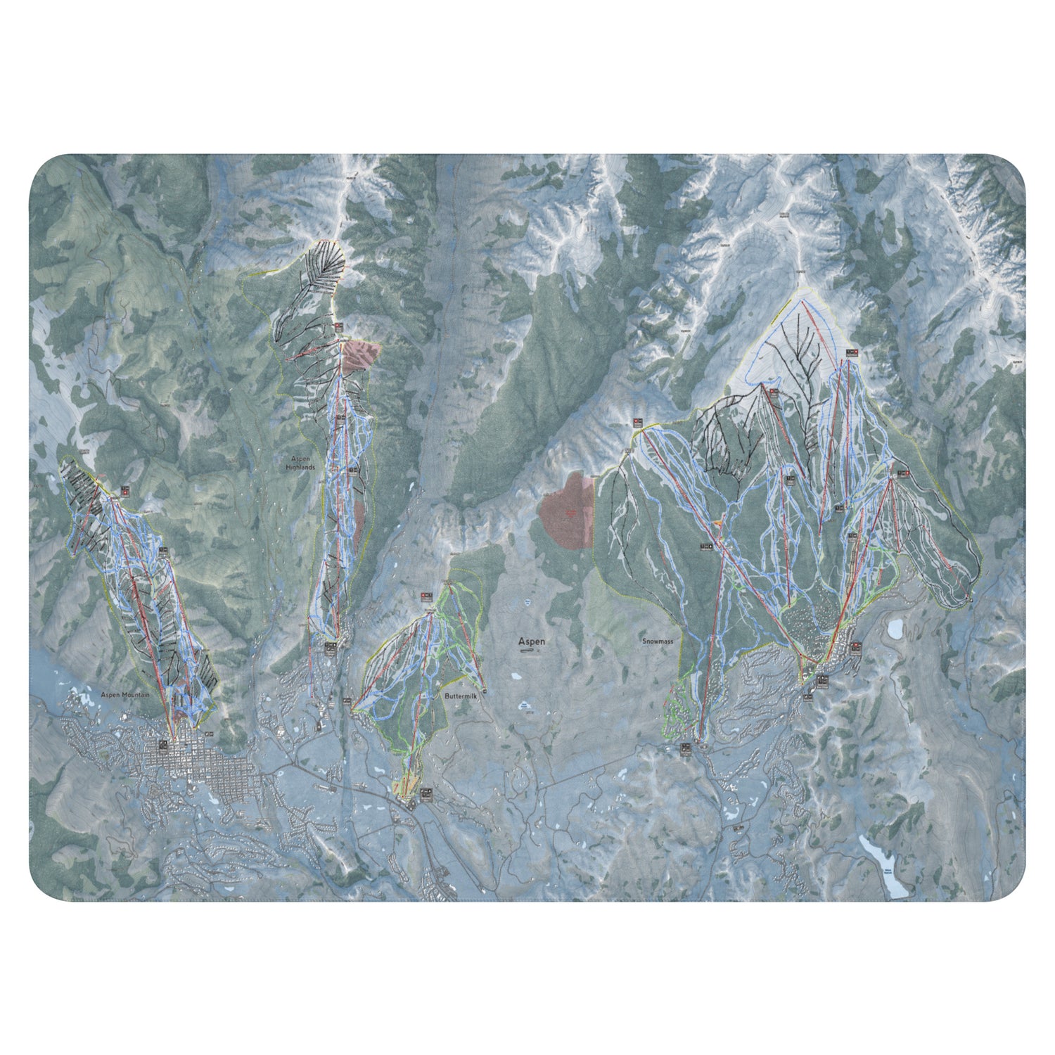 Aspen Snowmass, Colorado Ski Resort Map Blanket