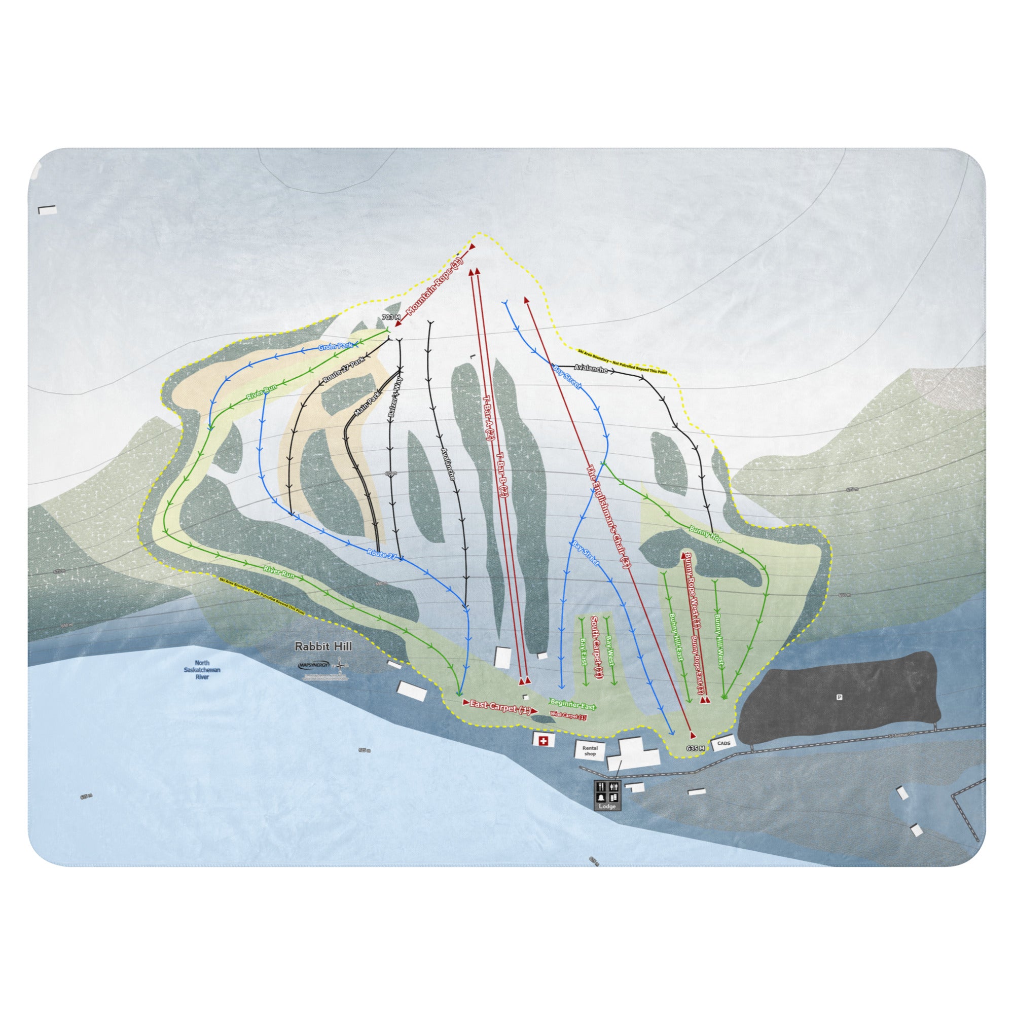 Rabbit Hill, Alberta Ski Resort Map Blanket trail map