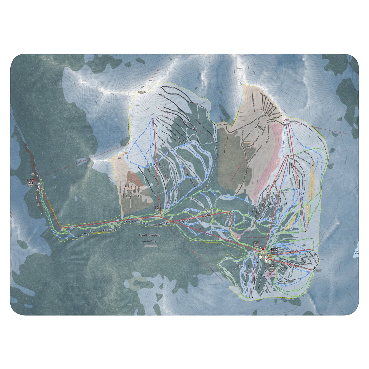 Banff Sunshine, Alberta Ski Resort Map Blanket